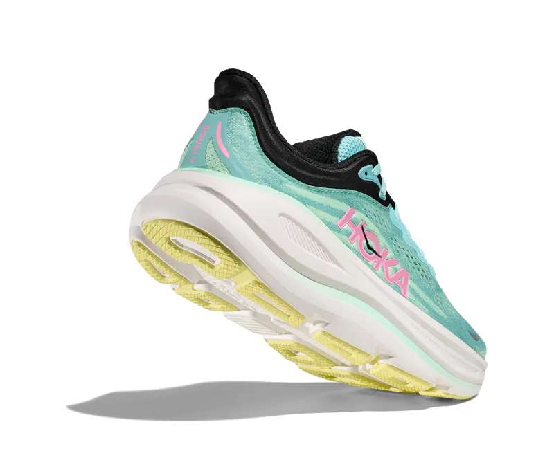 Hoka Bondi 9 Road Running Womens in Blue Spark/Mint Fluorite-3