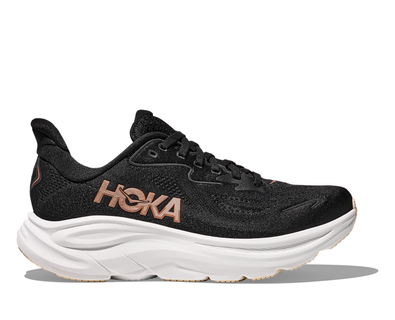 Hoka Clifton 10 Womens in Black/Rose Gold