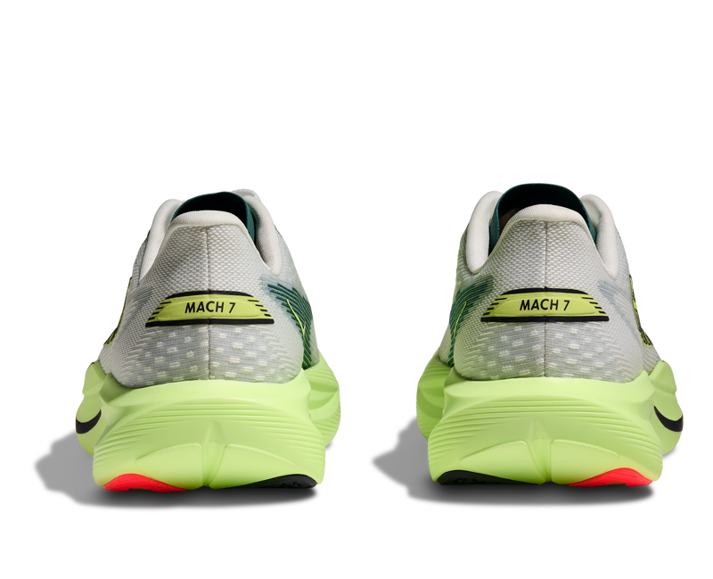 Hoka Mach 7 Road Running Shoes Womens in Frost/Neon Yuzu-4