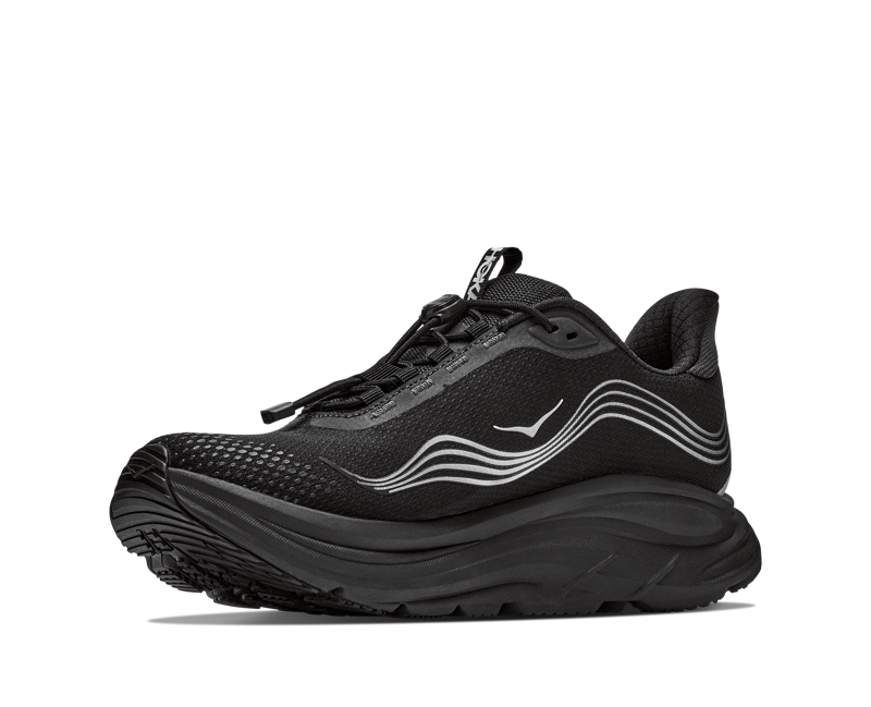 Hoka Clifton 11 GoreTex Wide Road Running Shoe Mens in Black/Black-4