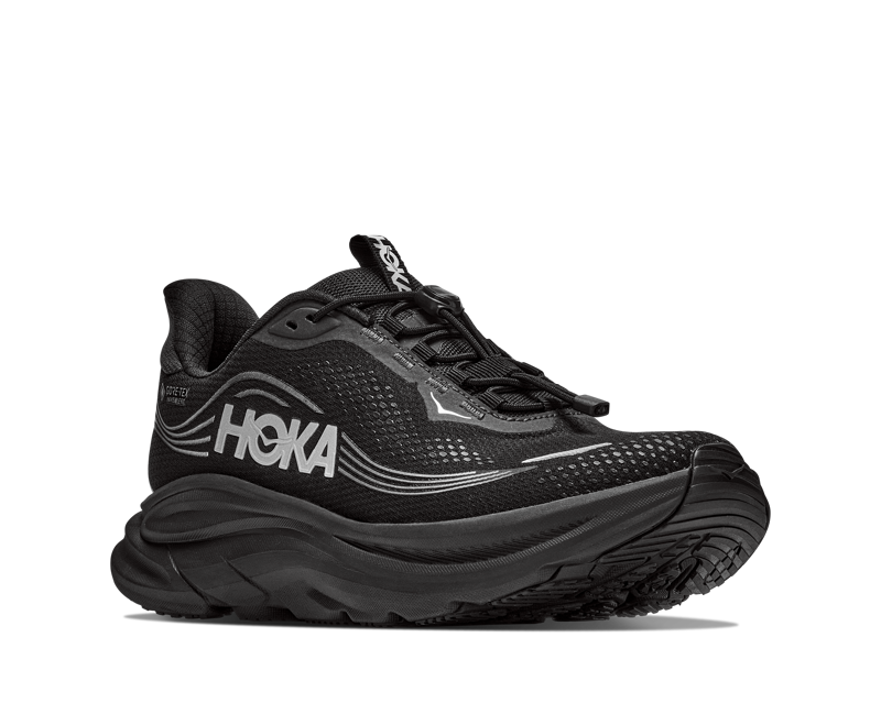 Hoka Clifton 11 GoreTex Wide Road Running Shoe Mens in Black/Black-5