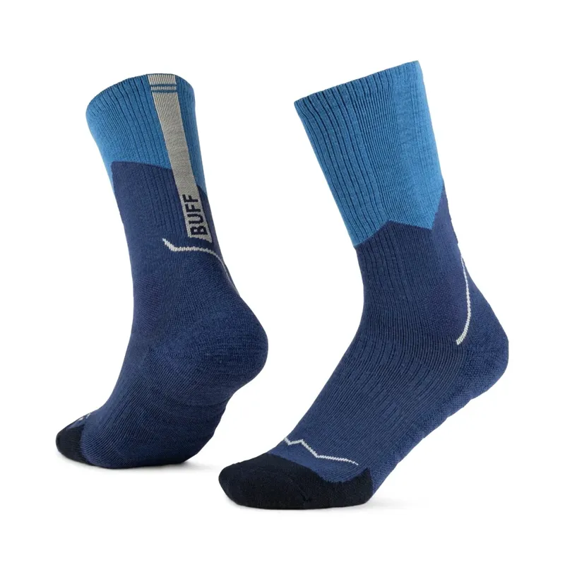 Buff Merino Midweight Crew Socks in Blue