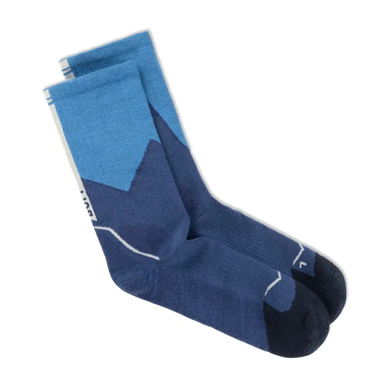 Buff Merino Midweight Crew Socks in Blue-1
