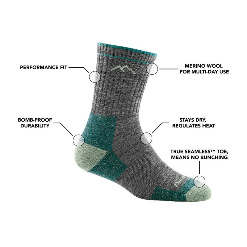 Darn Tough Hiker Micro Crew Midweight With Cushion Womens in Slate-2