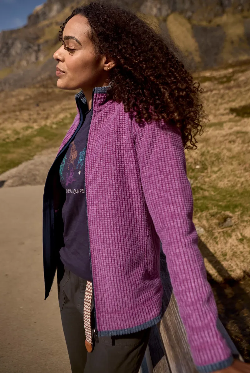 Weird Fish Ariana Eco Full Zip Grid Fleece Womens in Purple Wine-8