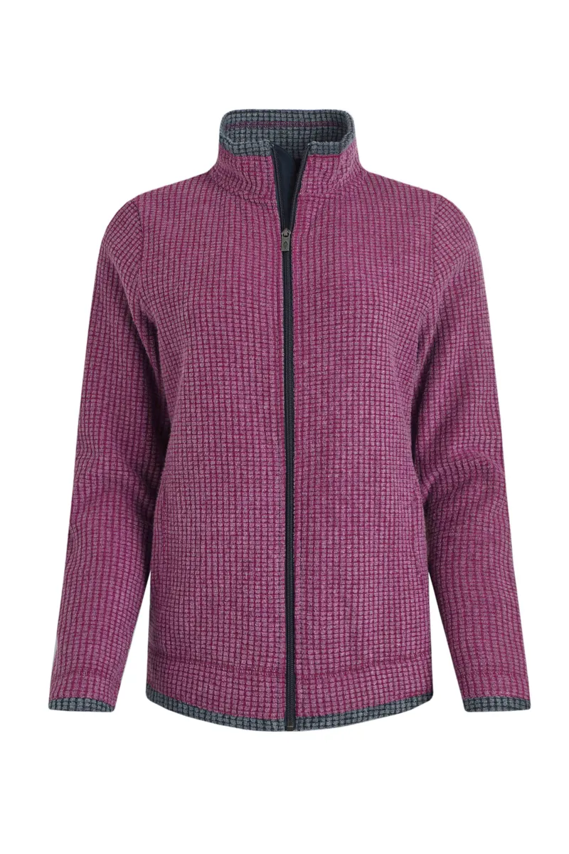 Weird Fish Ariana Eco Full Zip Grid Fleece Womens in Purple Wine