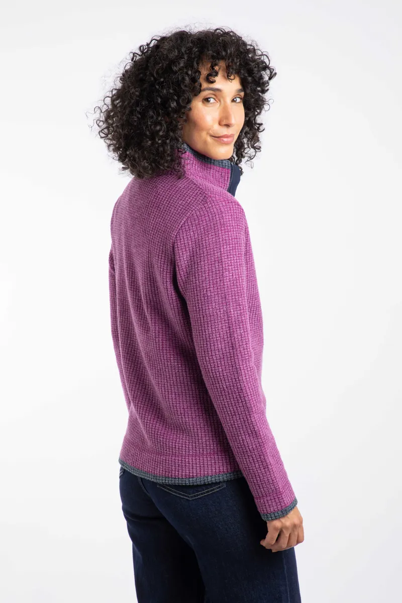 Weird Fish Ariana Eco Full Zip Grid Fleece Womens in Purple Wine-2
