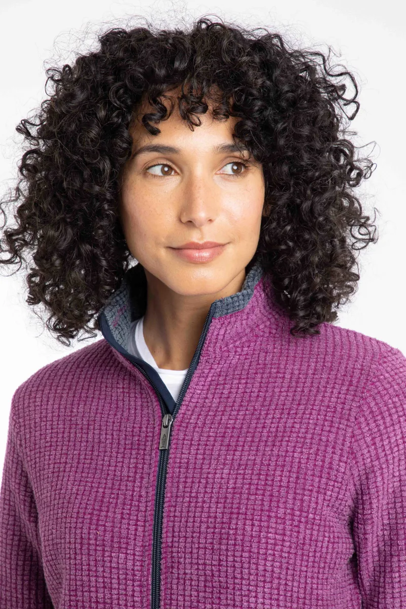 Weird Fish Ariana Eco Full Zip Grid Fleece Womens in Purple Wine-5