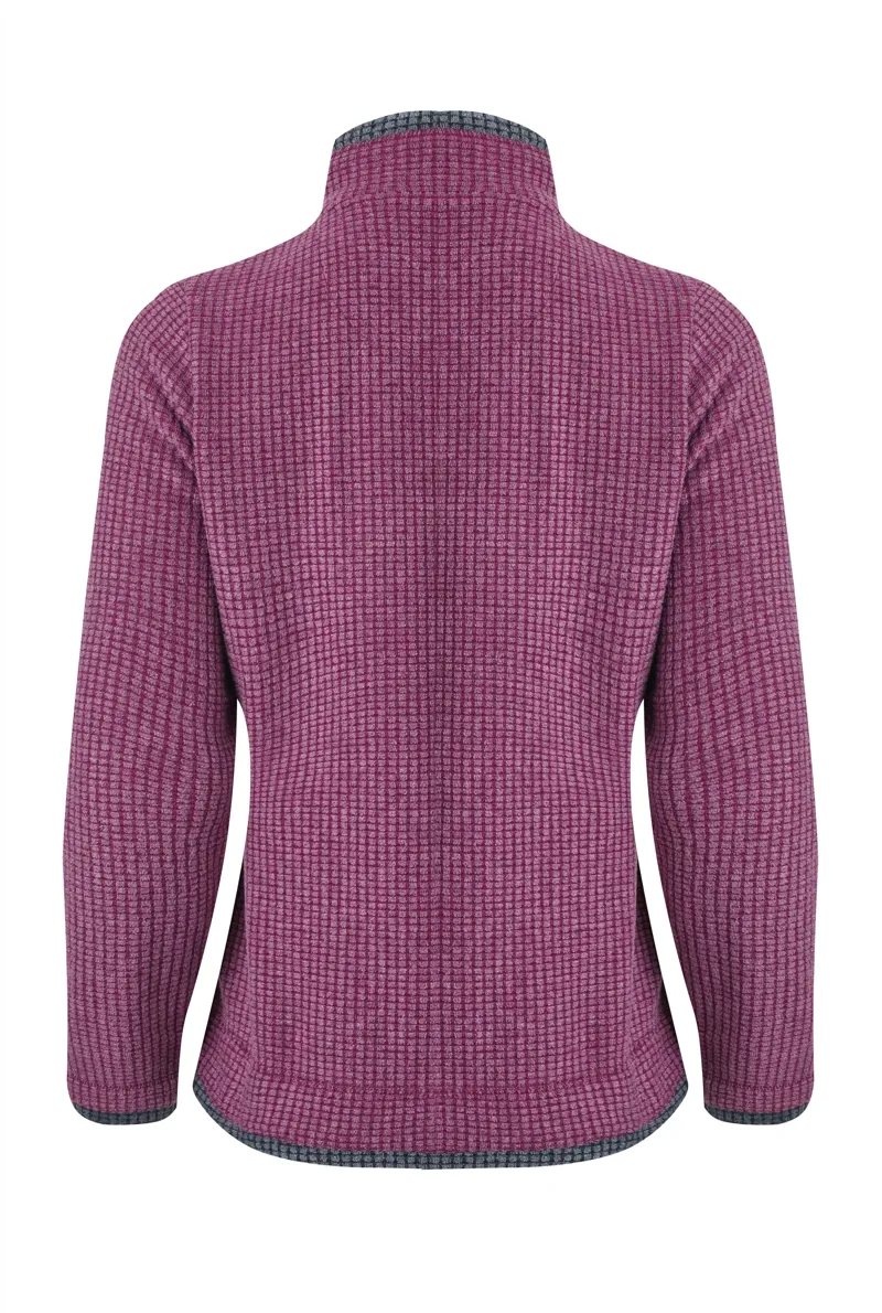 Weird Fish Ariana Eco Full Zip Grid Fleece Womens in Purple Wine-1