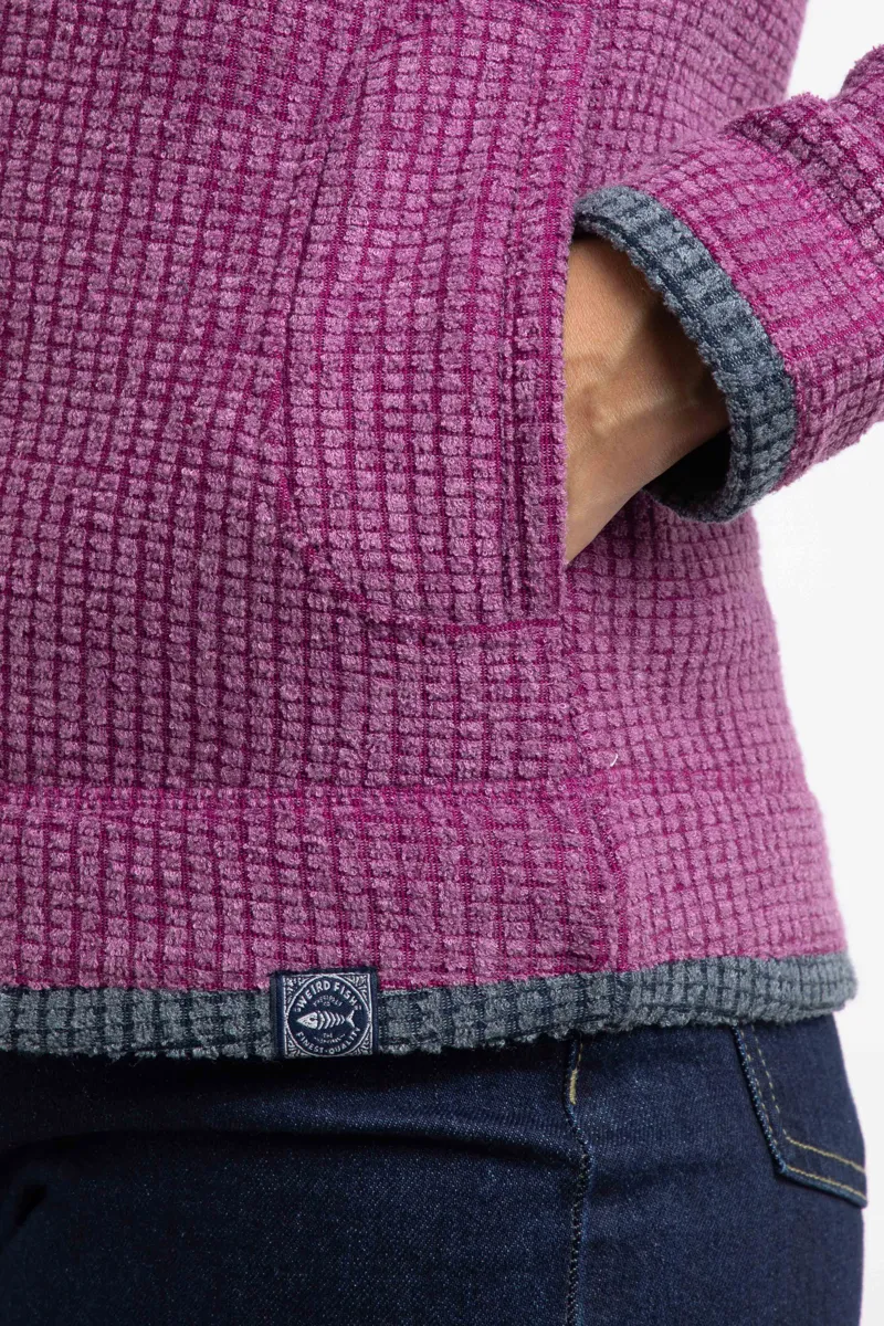 Weird Fish Ariana Eco Full Zip Grid Fleece Womens in Purple Wine-6