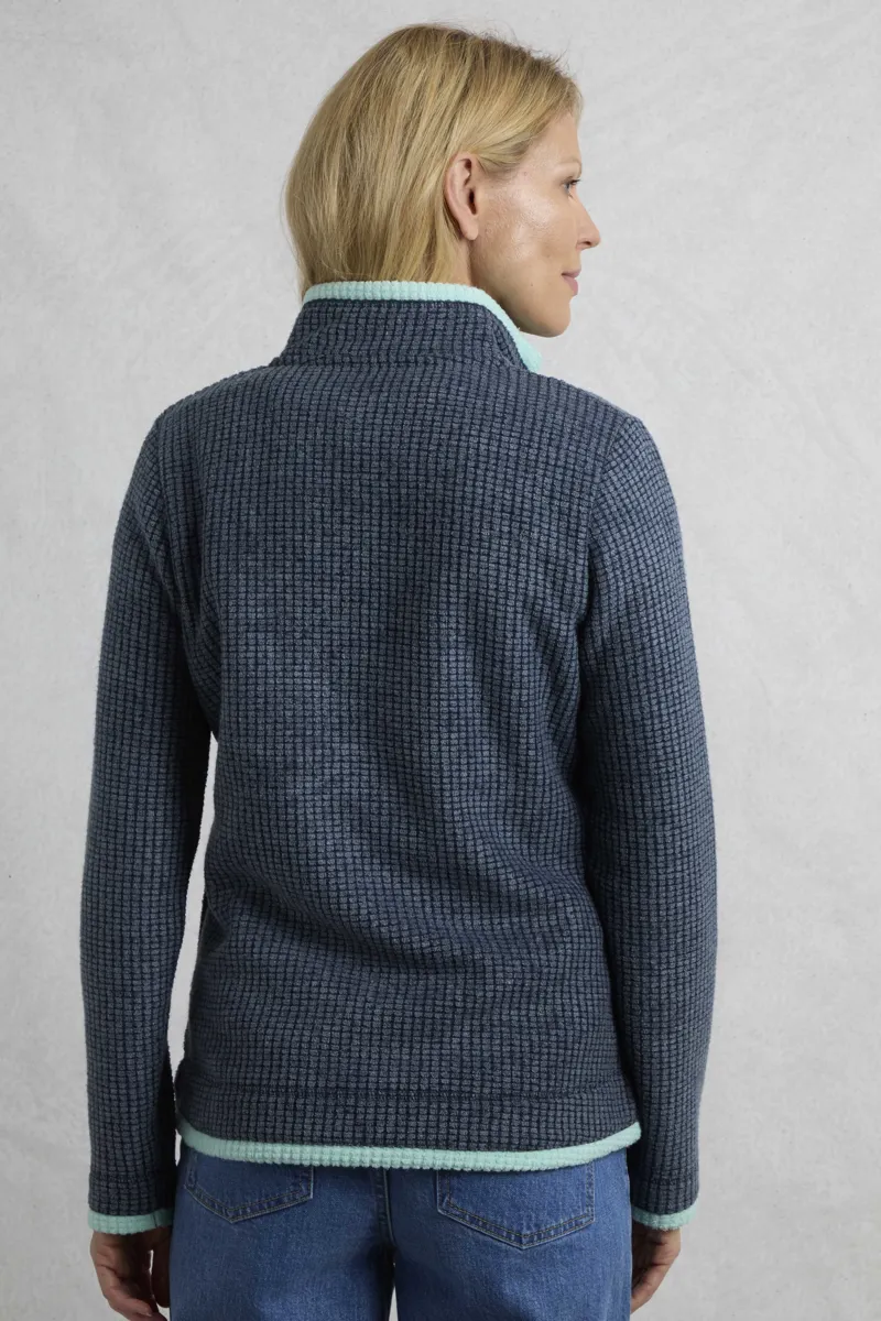 Weird Fish Ariana Eco Full Zip Grid Fleece Womens in Rich Navy-3