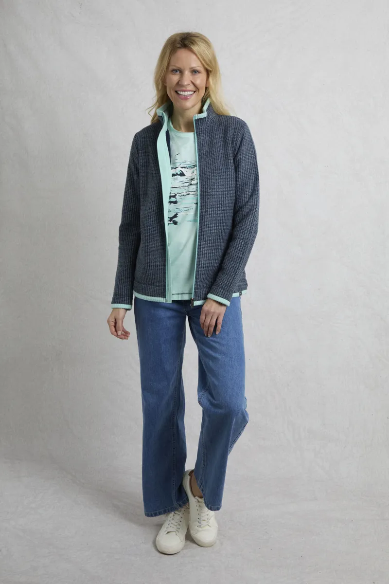 Weird Fish Ariana Eco Full Zip Grid Fleece Womens in Rich Navy-4