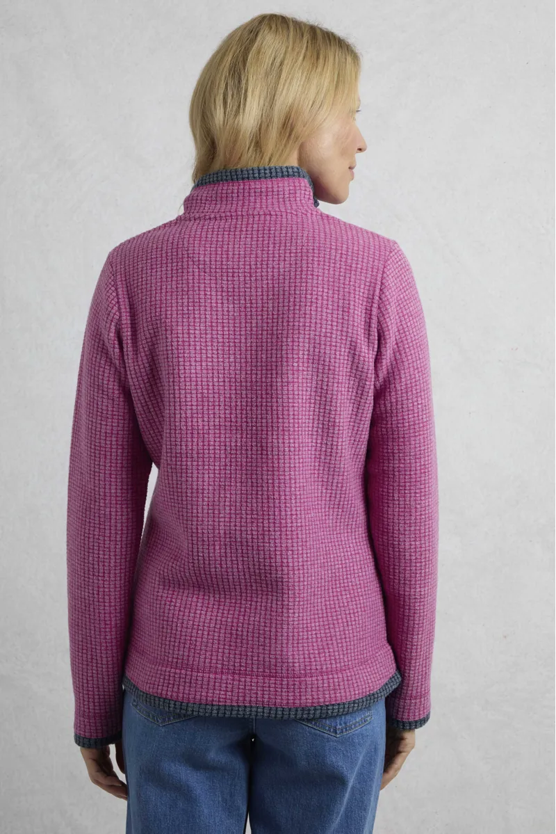 Weird Fish Beye Eco 1/4 Zip Grid Fleece Womens in Dark Raspberry-3