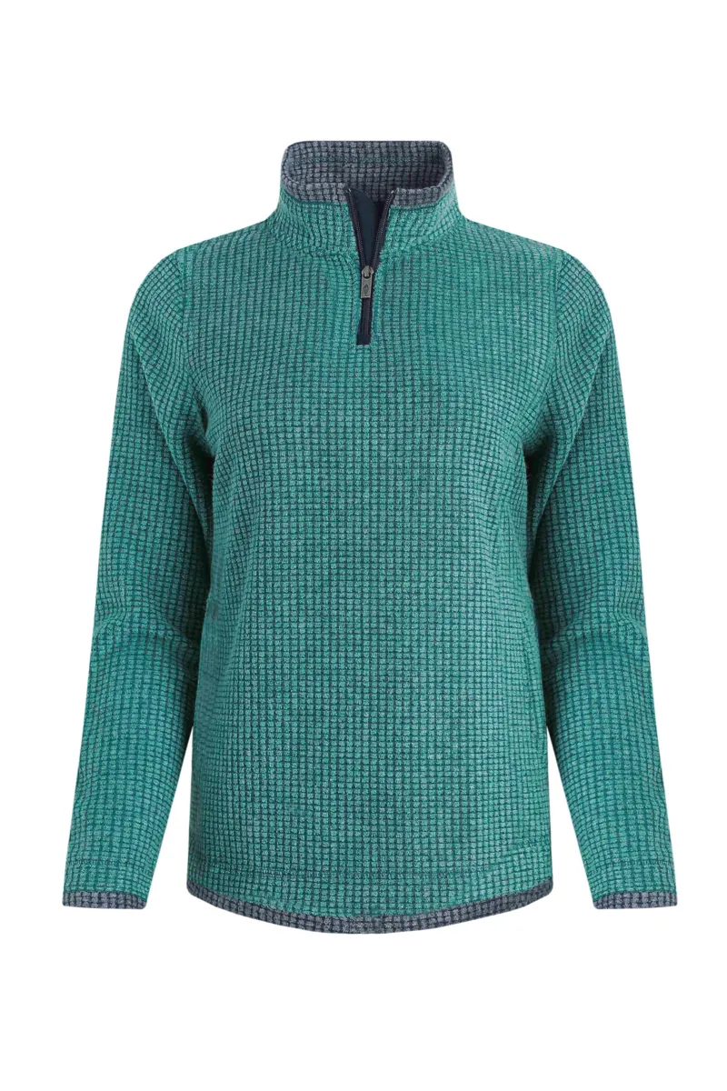 Weird Fish Beye Eco 1/4 Zip Grid Fleece Womens in Leaf Green