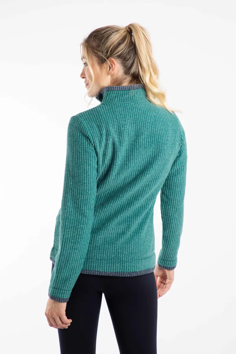 Weird Fish Beye Eco 1/4 Zip Grid Fleece Womens in Leaf Green-3