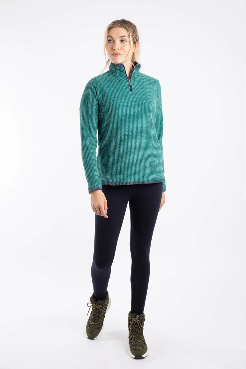 Weird Fish Beye Eco 1/4 Zip Grid Fleece Womens in Leaf Green-4