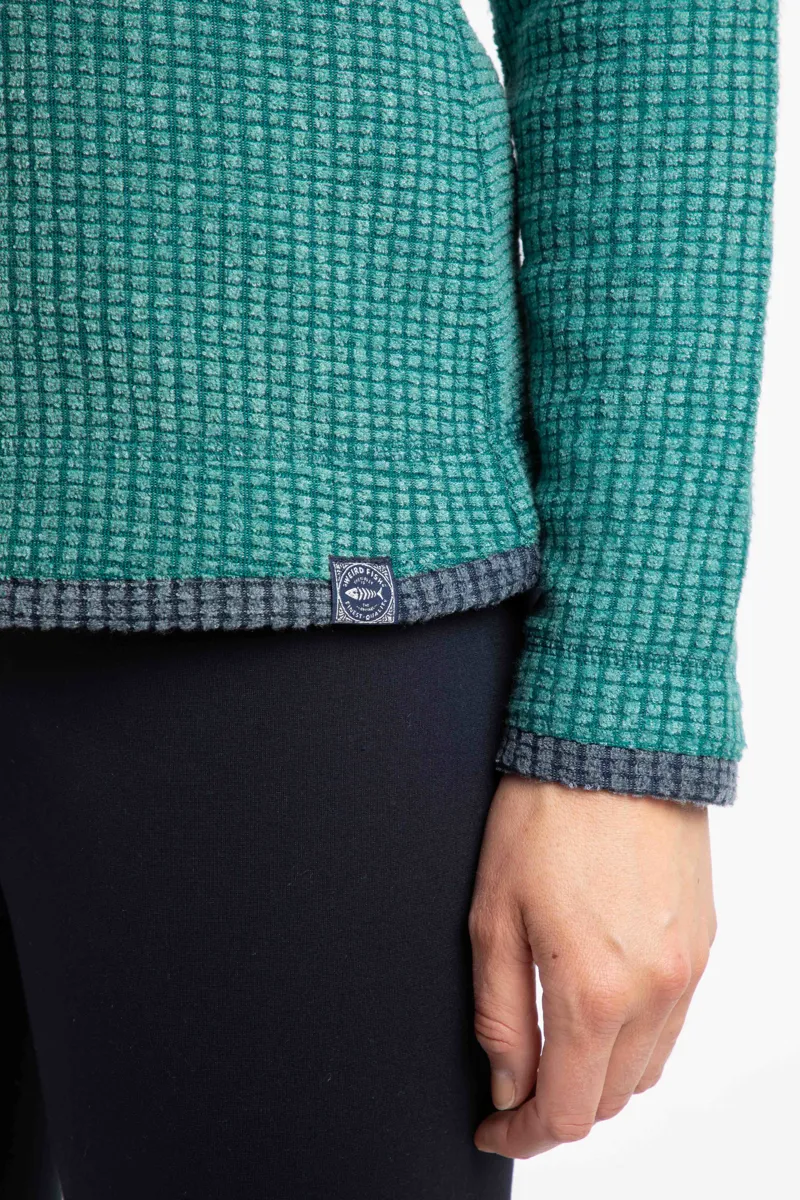 Weird Fish Beye Eco 1/4 Zip Grid Fleece Womens in Leaf Green-6