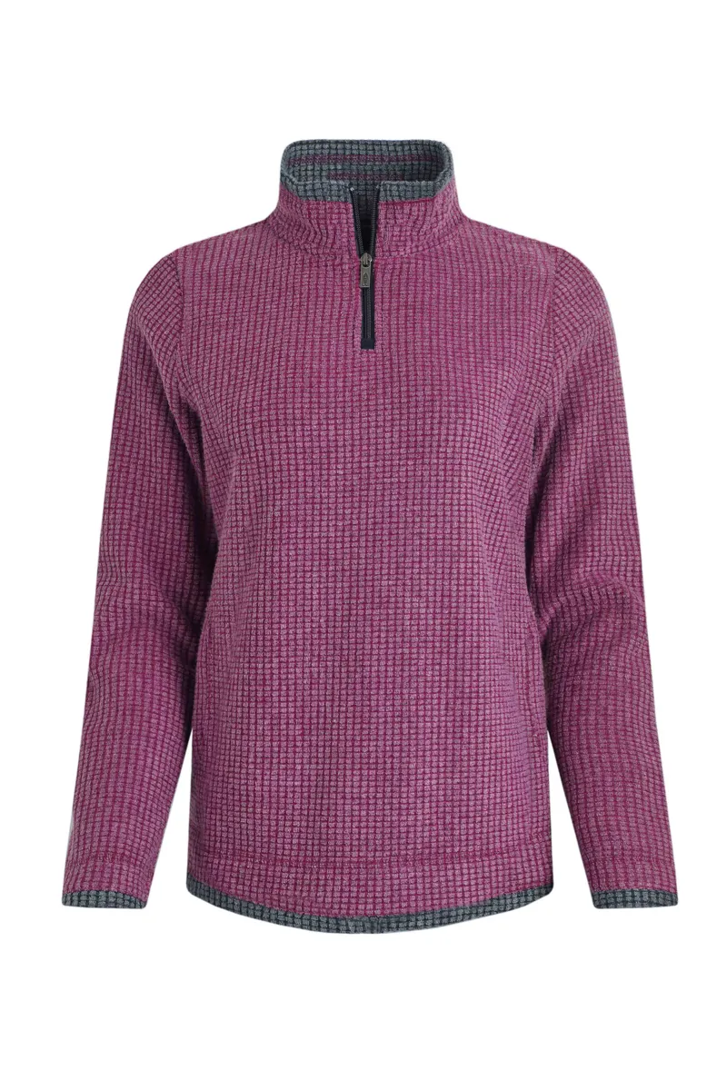 Weird Fish Beye Eco 1/4 Zip Grid Fleece Womens in Purple Wine