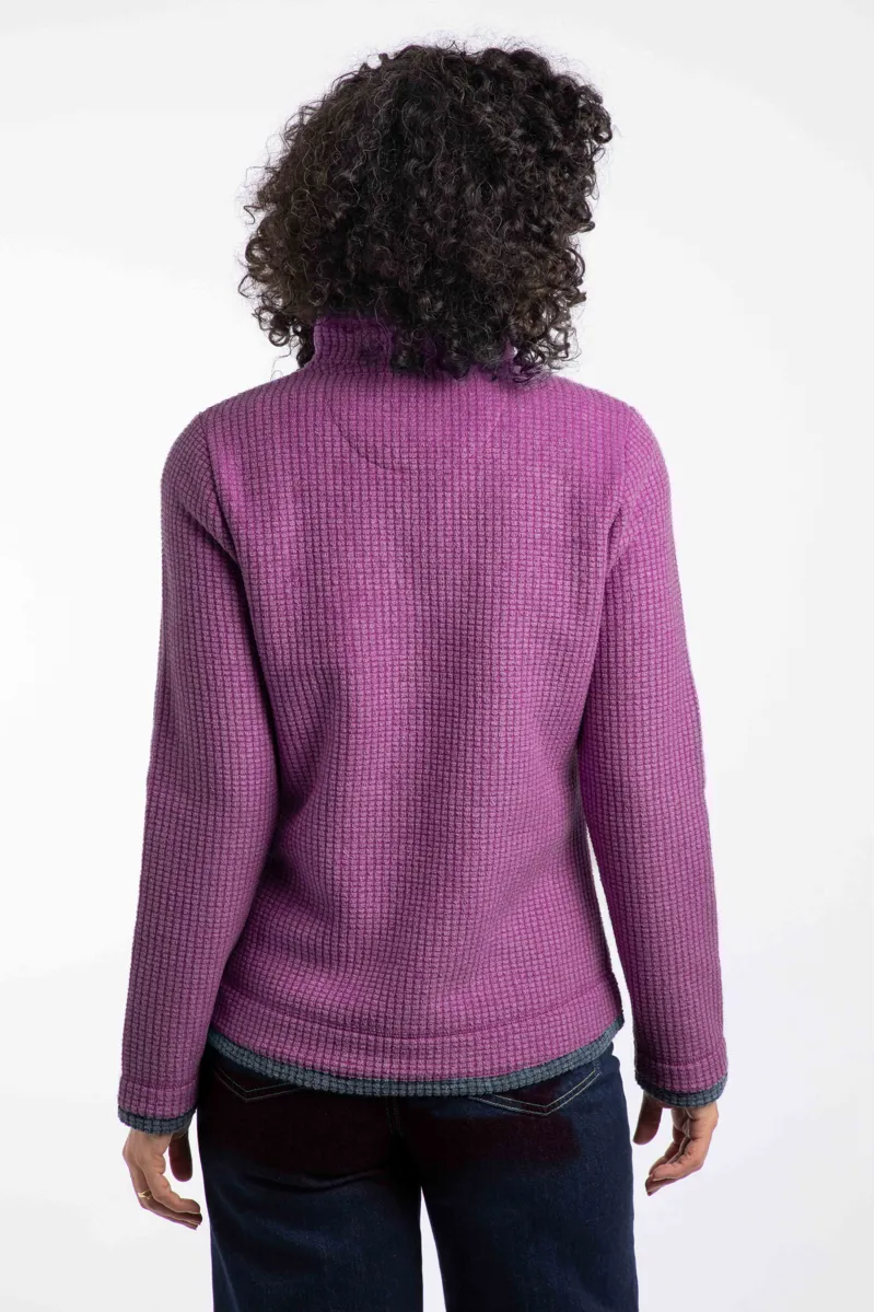 Weird Fish Beye Eco 1/4 Zip Grid Fleece Womens in Purple Wine-3