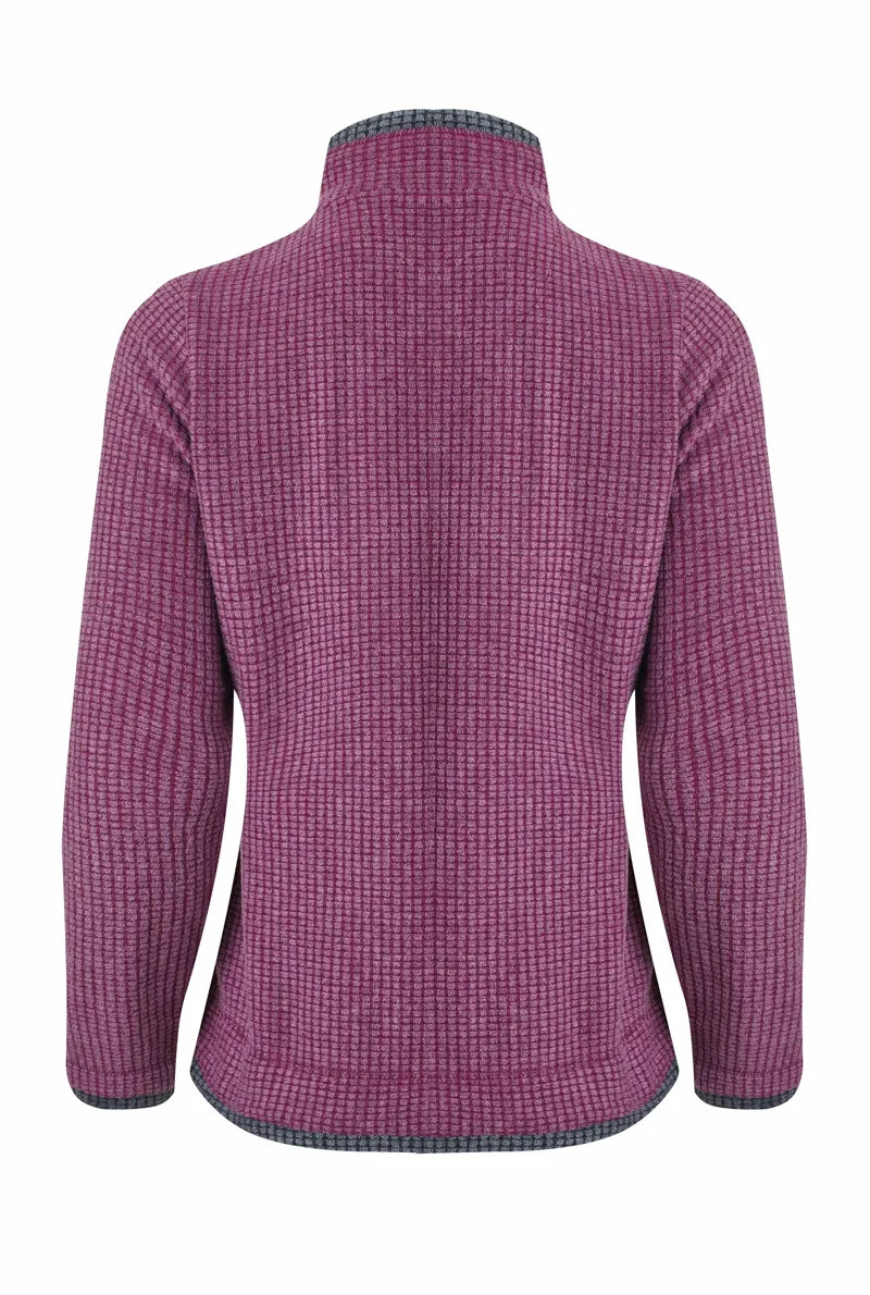 Weird Fish Beye Eco 1/4 Zip Grid Fleece Womens in Purple Wine-1