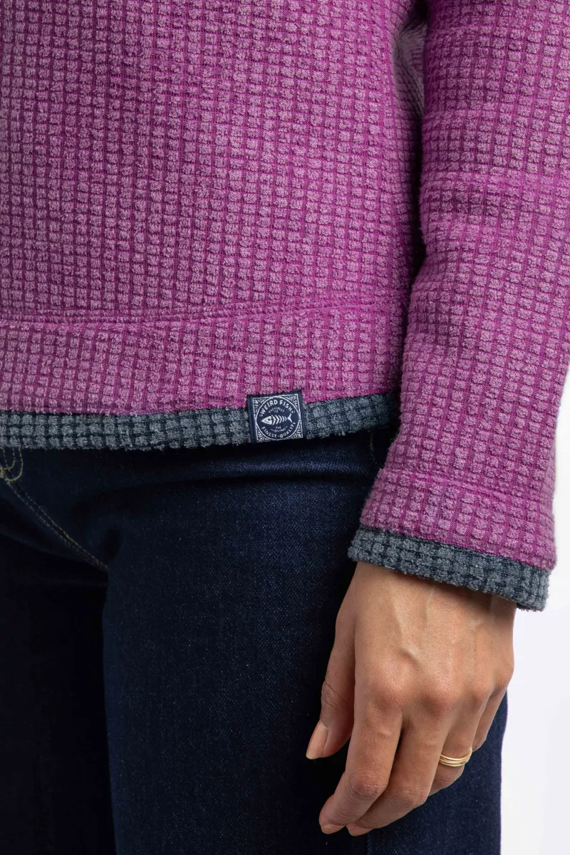 Weird Fish Beye Eco 1/4 Zip Grid Fleece Womens in Purple Wine-6