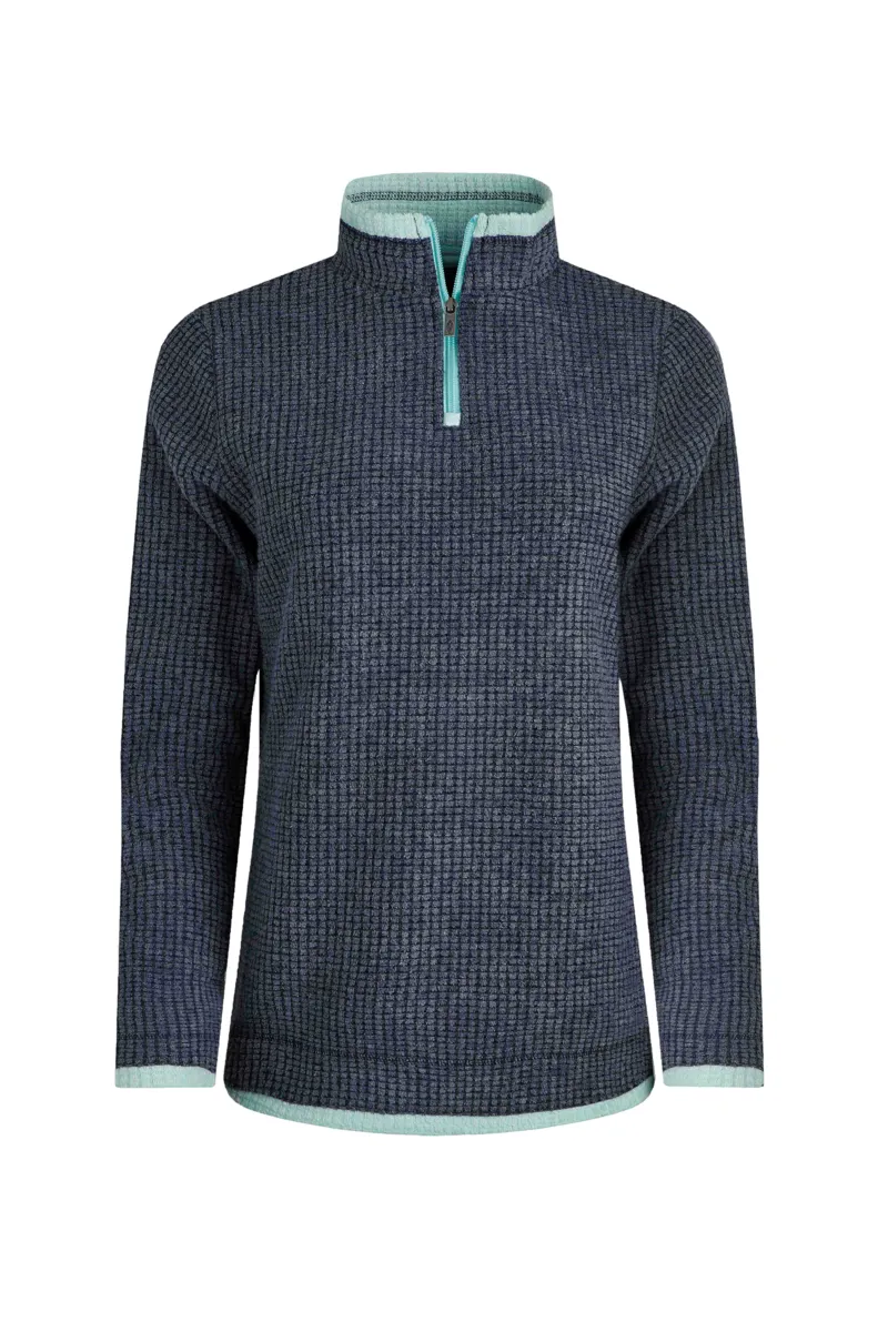 Weird Fish Beye Eco 1/4 Zip Grid Fleece Womens in Rich Navy