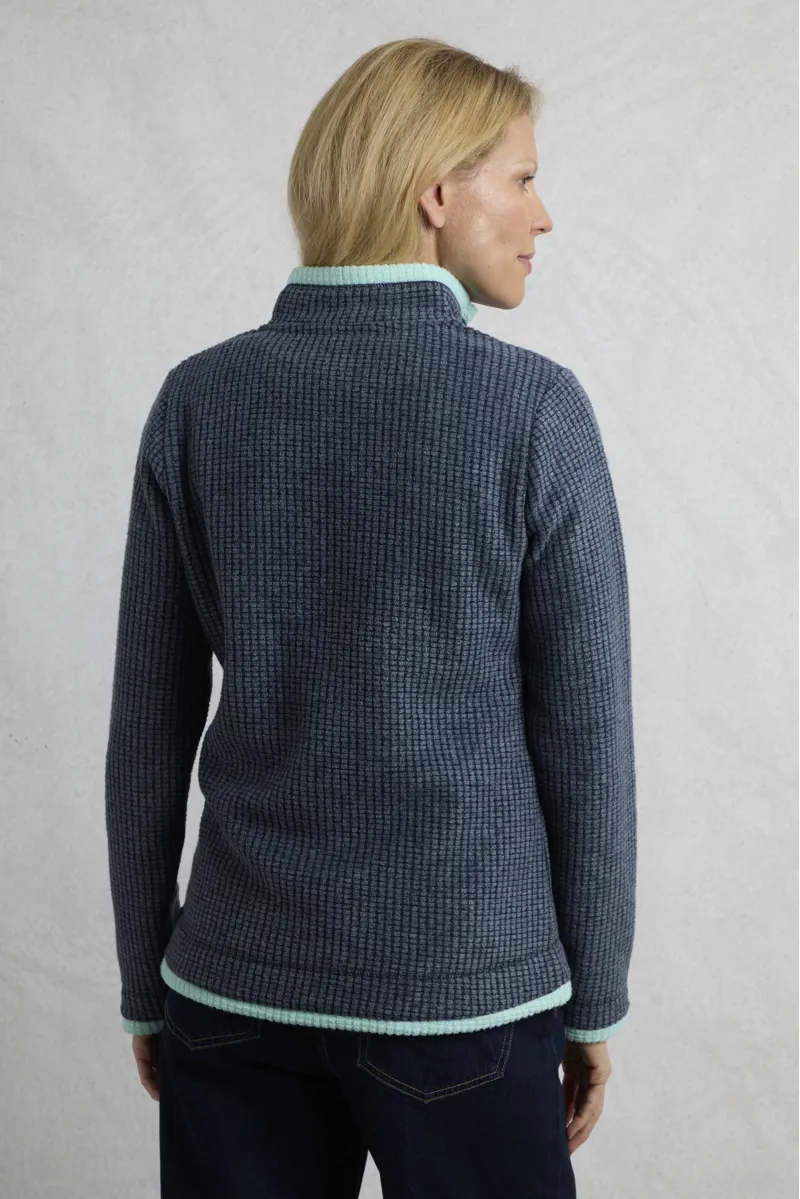 Weird Fish Beye Eco 1/4 Zip Grid Fleece Womens in Rich Navy-3