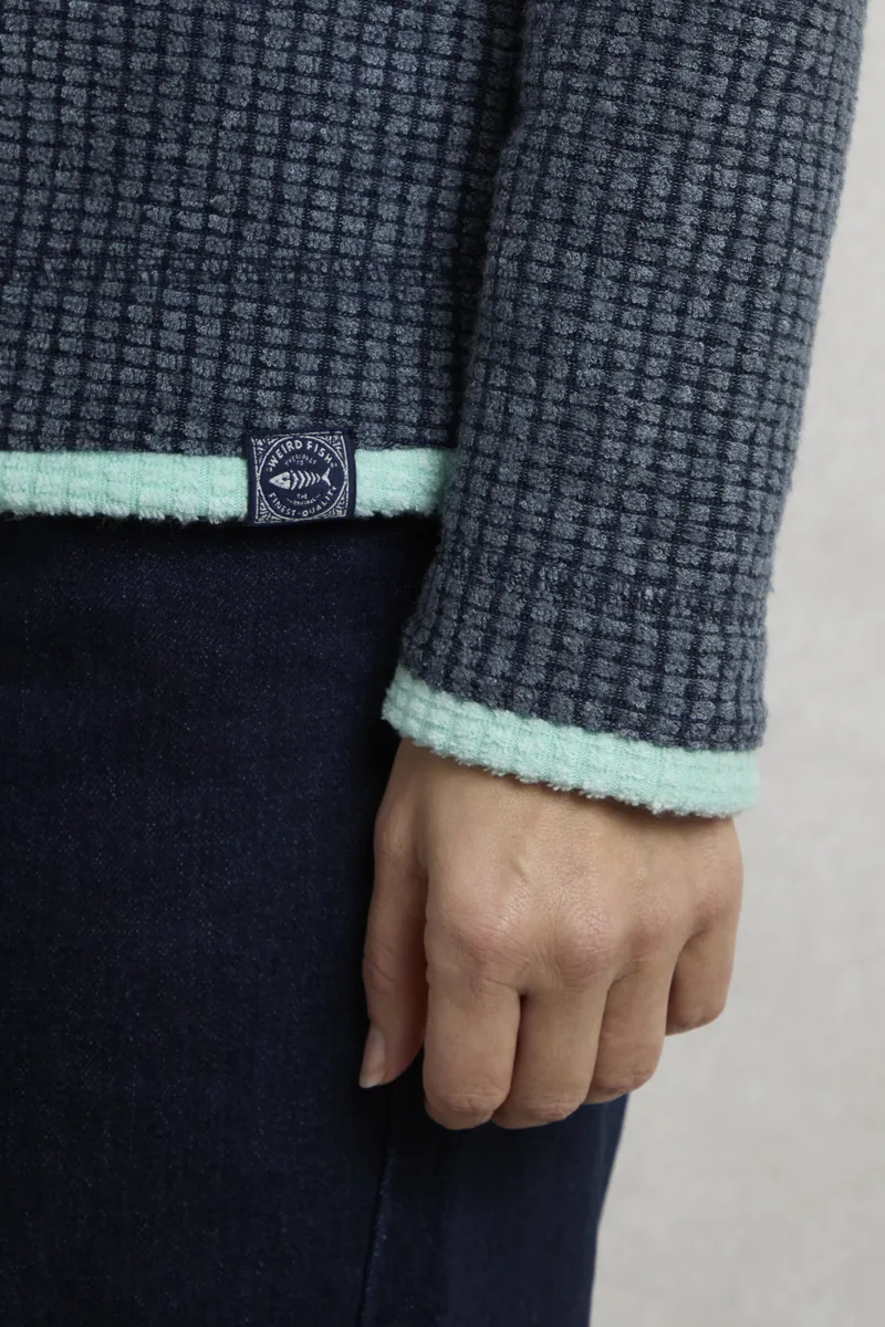 Weird Fish Beye Eco 1/4 Zip Grid Fleece Womens in Rich Navy-6