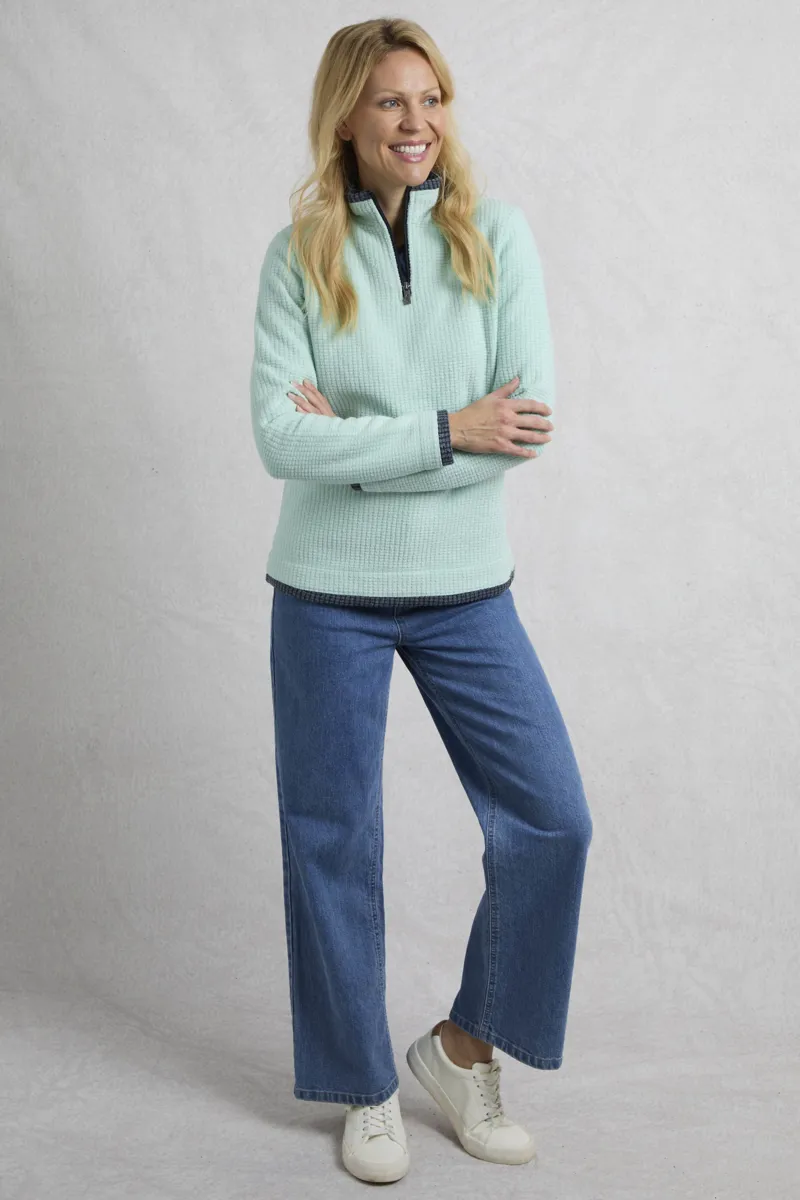 Weird Fish Beye Eco 1/4 Zip Grid Fleece Womens in Seaspray-4