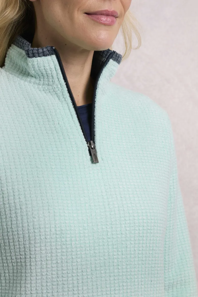Weird Fish Beye Eco 1/4 Zip Grid Fleece Womens in Seaspray-5