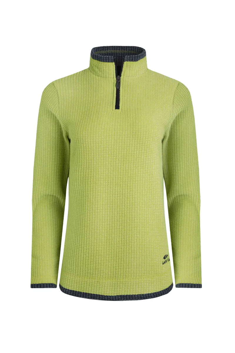 Weird Fish Beye Eco 1/4 Zip Grid Fleece Womens in Tarragon