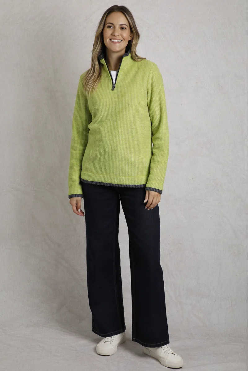 Weird Fish Beye Eco 1/4 Zip Grid Fleece Womens in Tarragon-5