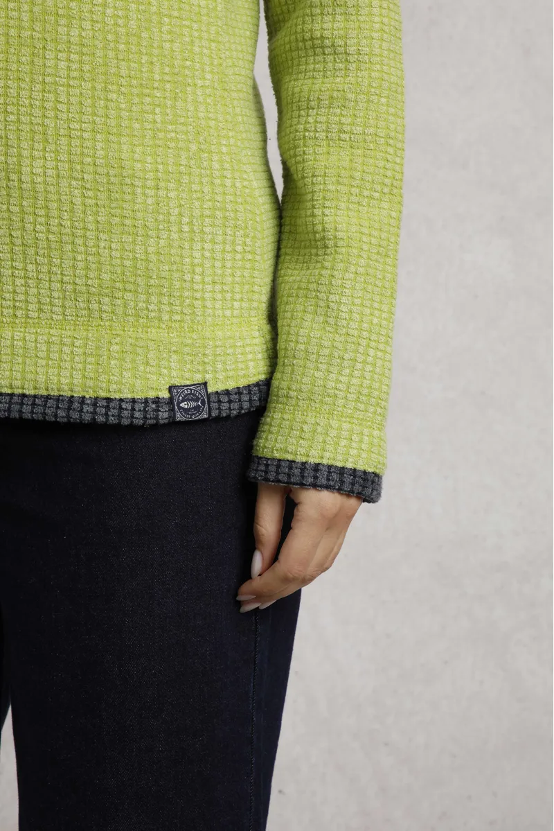 Weird Fish Beye Eco 1/4 Zip Grid Fleece Womens in Tarragon-3