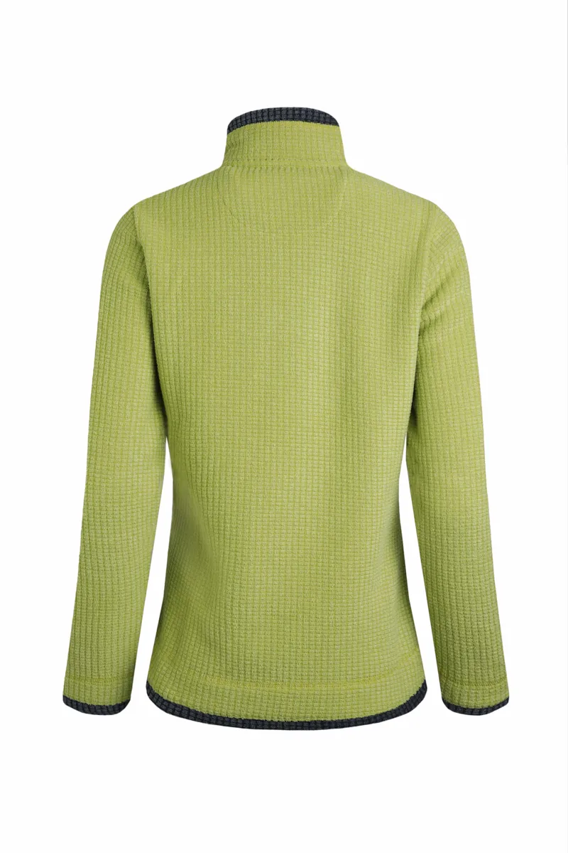 Weird Fish Beye Eco 1/4 Zip Grid Fleece Womens in Tarragon-1