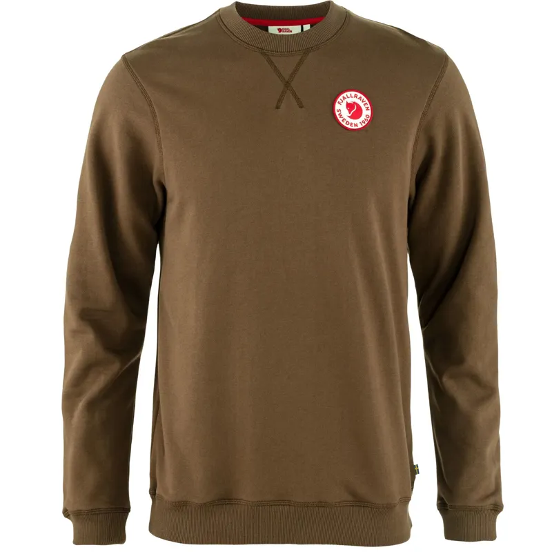 Fjallraven 1960 Logo Badge Sweater Mens in Dark Oak
