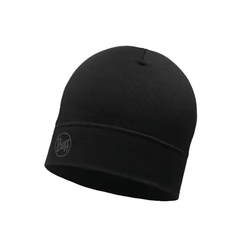 Buff Lightweight Merino Wool Hat in Solid Black