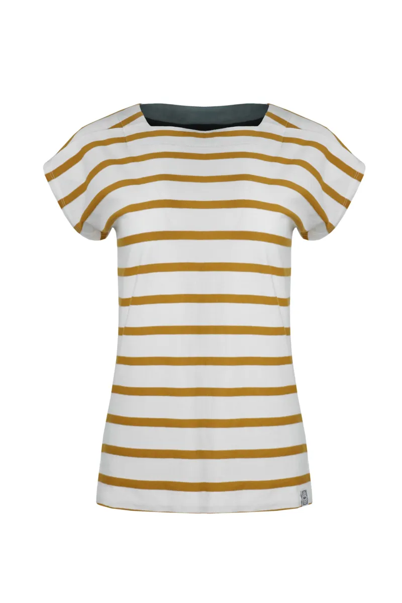 Weird Fish Bowe Organic Striped Jersey Top Womens in Deep Amber