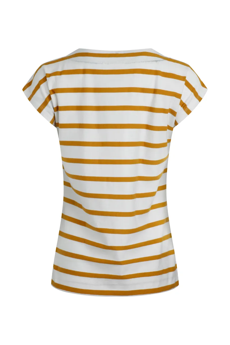 Weird Fish Bowe Organic Striped Jersey Top Womens in Deep Amber-1
