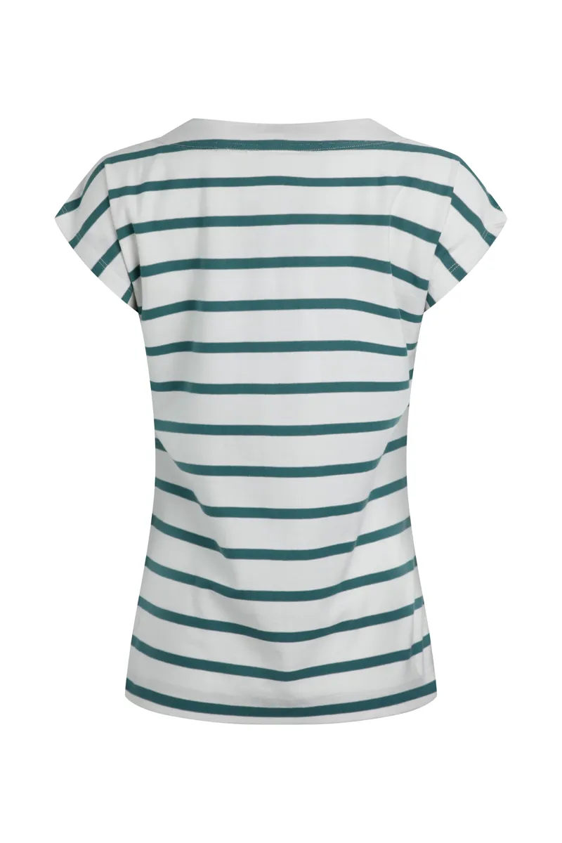 Weird Fish Bowe Organic Striped Jersey Top Womens in Mineral Blue-1