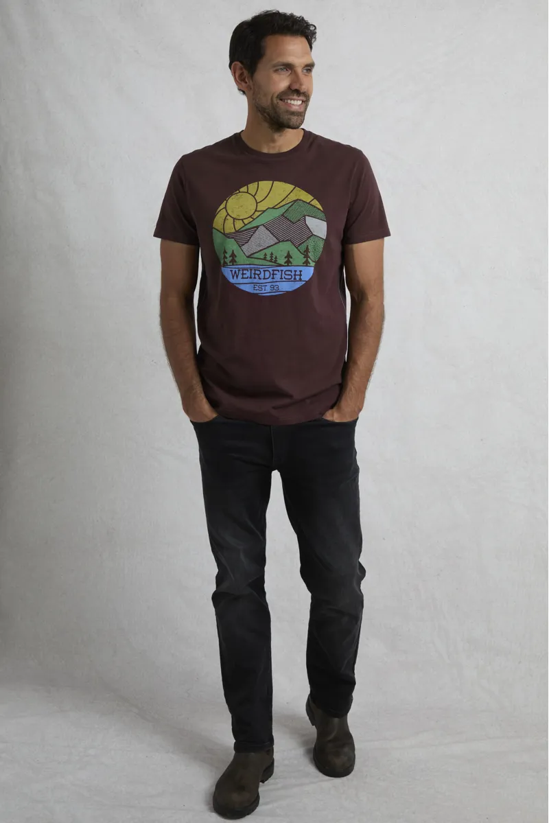 Weird Fish Footgills Organic Graphic Tee Mens in Mulled Wine-4