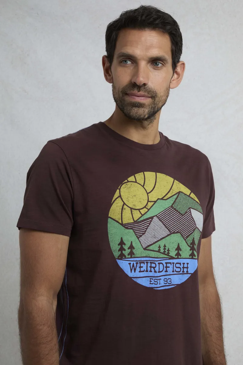 Weird Fish Footgills Organic Graphic Tee Mens in Mulled Wine-5