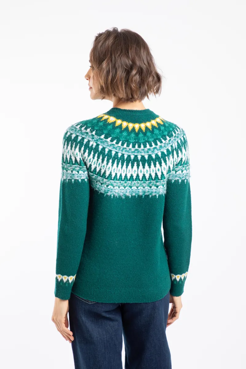 Weird Fish Lowell Eco Fair Isle Jumper Womens in Deep Teal-4