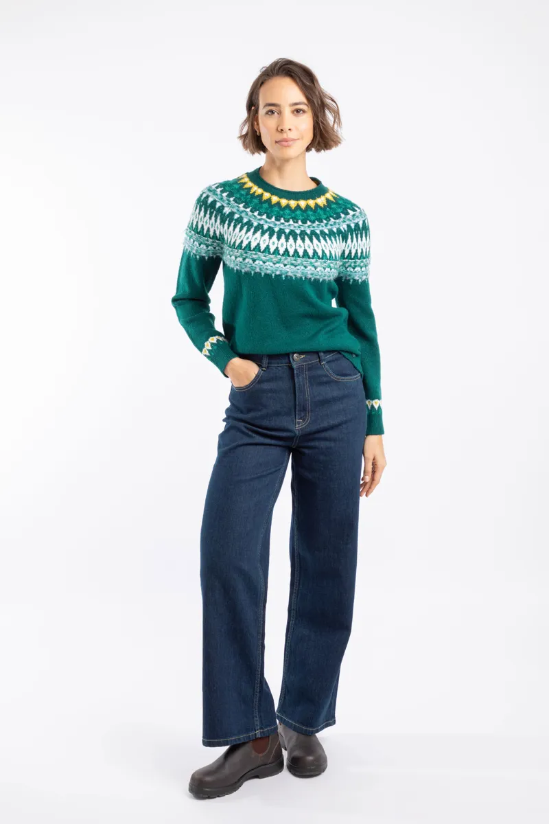 Weird Fish Lowell Eco Fair Isle Jumper Womens in Deep Teal-5