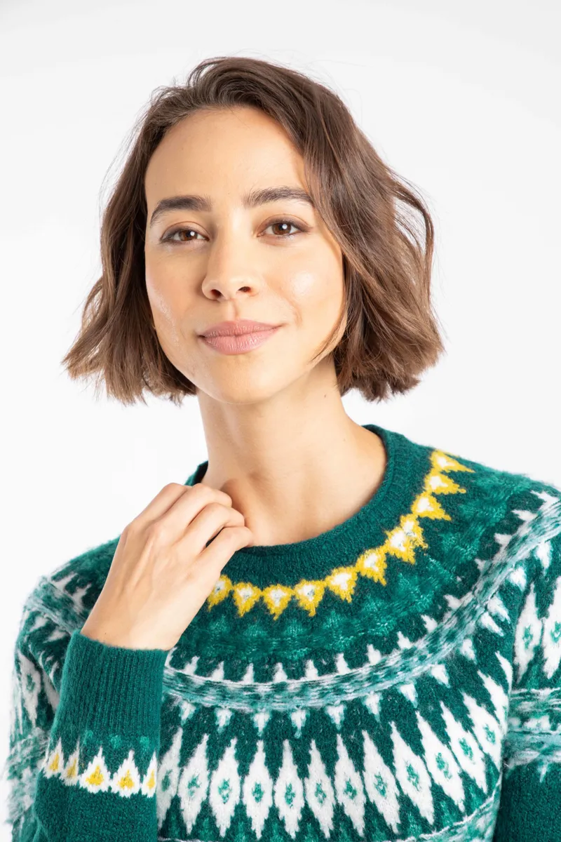 Weird Fish Lowell Eco Fair Isle Jumper Womens in Deep Teal-2
