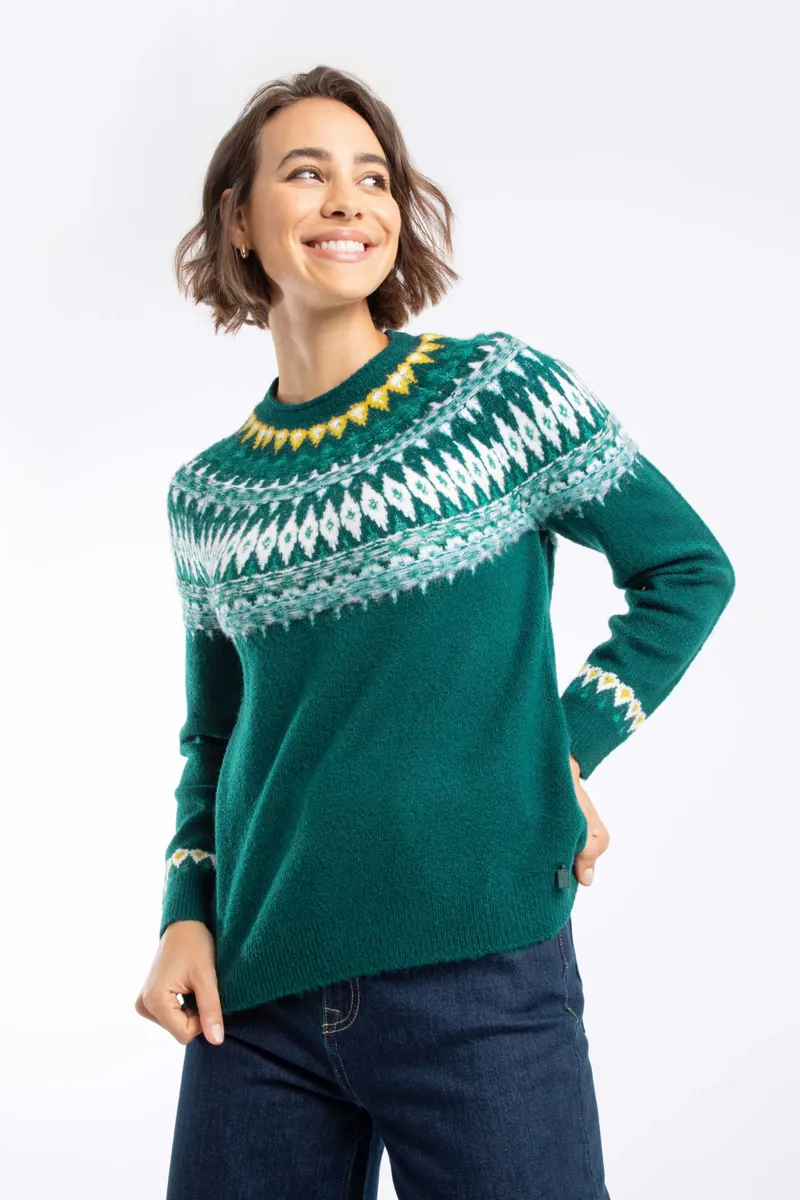 Weird Fish Lowell Eco Fair Isle Jumper Womens in Deep Teal-6