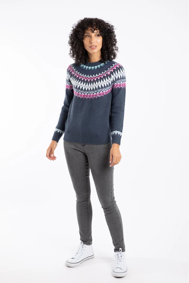 Weird Fish Lowell Eco Fair Isle Jumper Womens in Navy-4