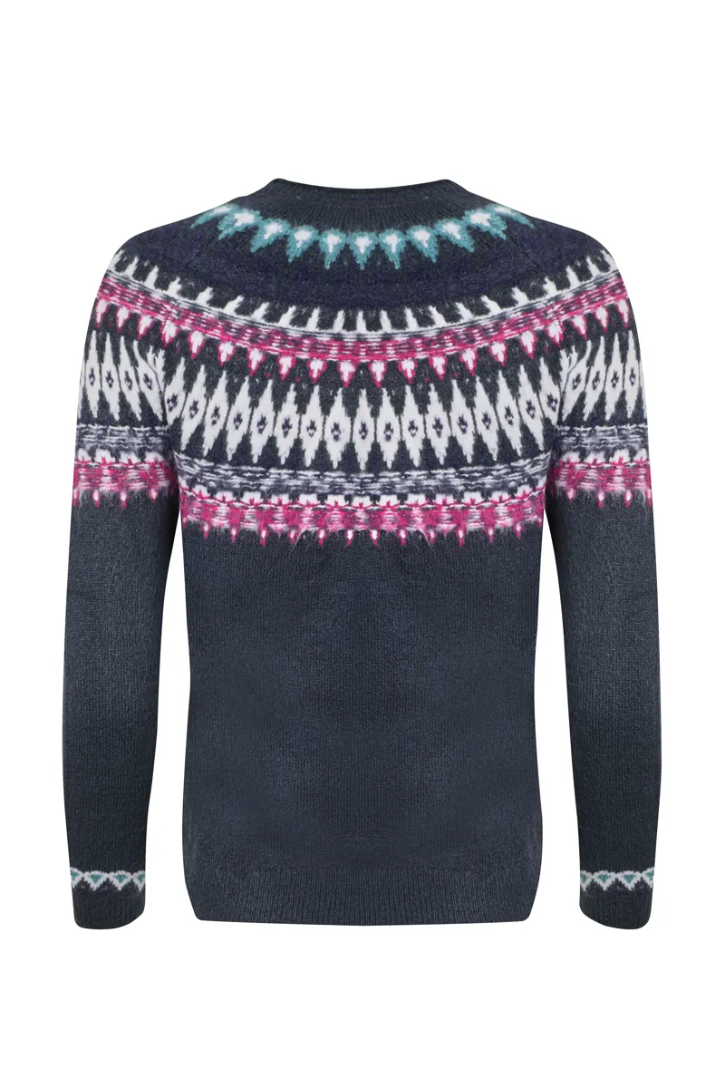 Weird Fish Lowell Eco Fair Isle Jumper Womens in Navy-1