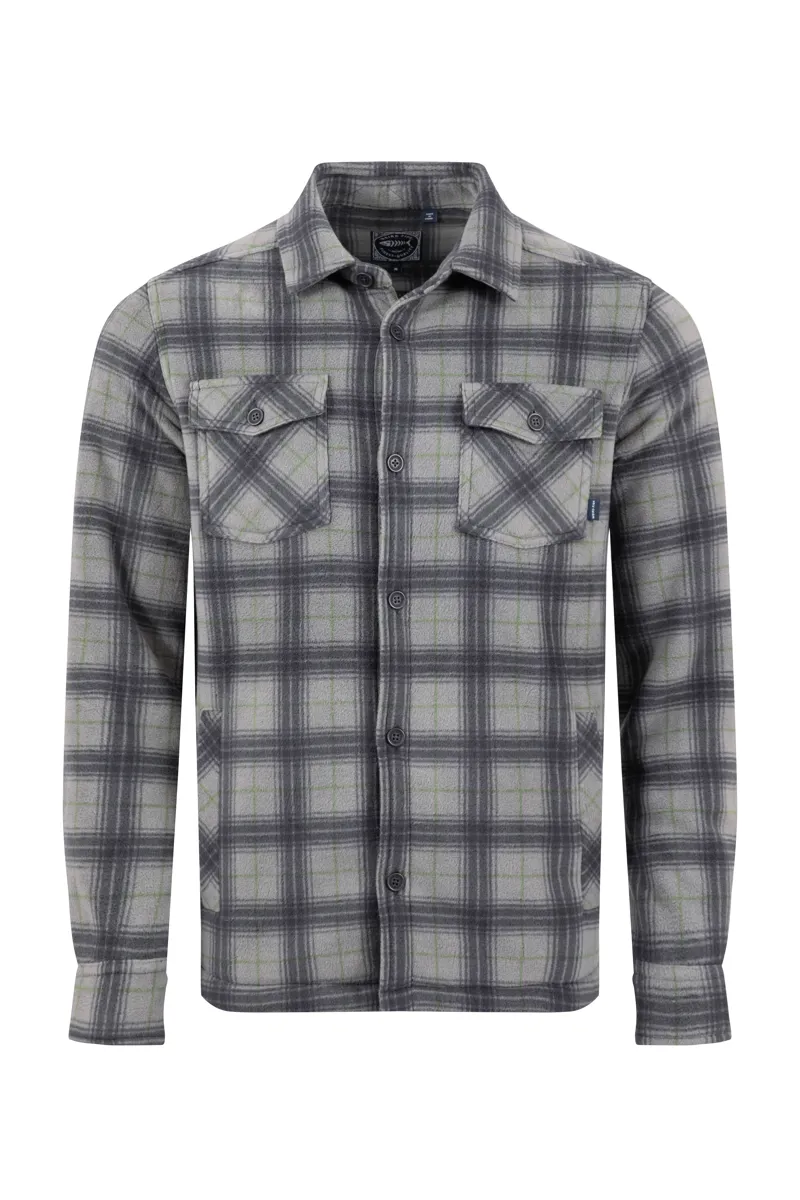 Weird Fish Tyburn Check Fleece Shacket Mens in Cement