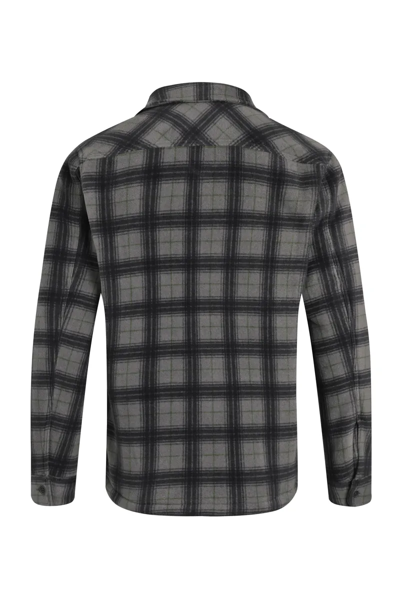Weird Fish Tyburn Check Fleece Shacket Mens in Cement-1