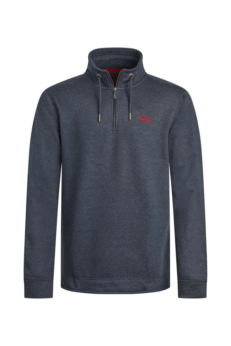 Weird Fish Brampton Branded Quarter Zip Sweater Mens in Navy